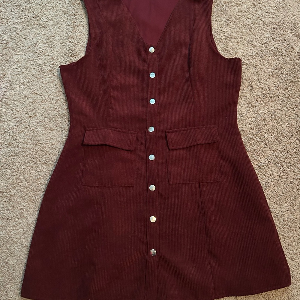 Missguided Burgundy Corduroy Dress